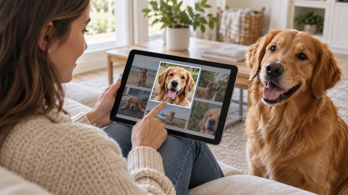 Clear well lit dog photo selected for a custom blanket