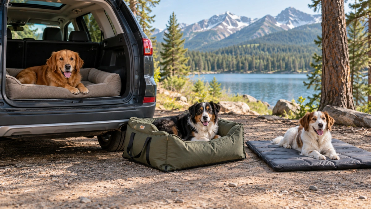 Car dog bed portable travel bed and camping dog pad compared