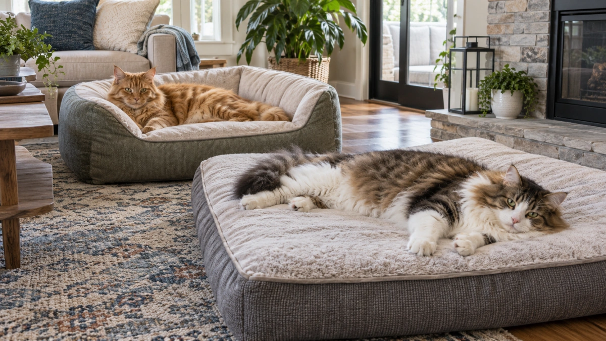 Cat beds for large cats with roomy sleeping space and support