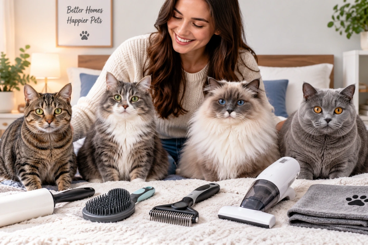 Cat grooming brushes matched to different coat types and hair lengths
