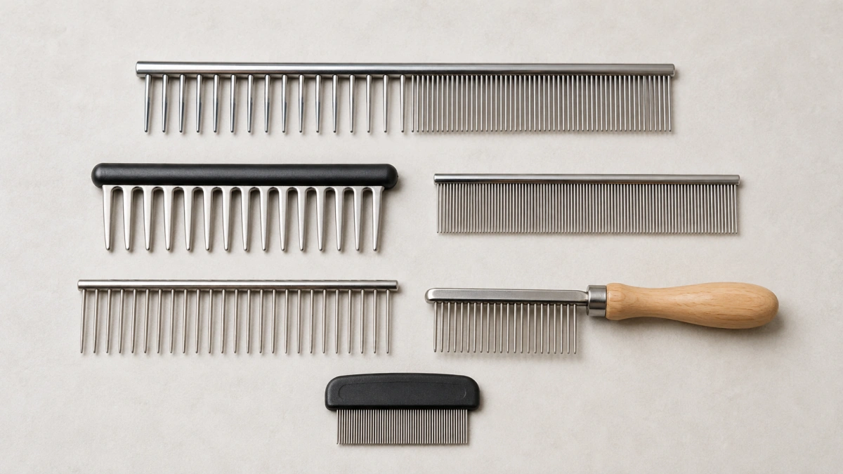 Comparison of combination metal comb wide tooth comb fine tooth comb and flea comb for cats
