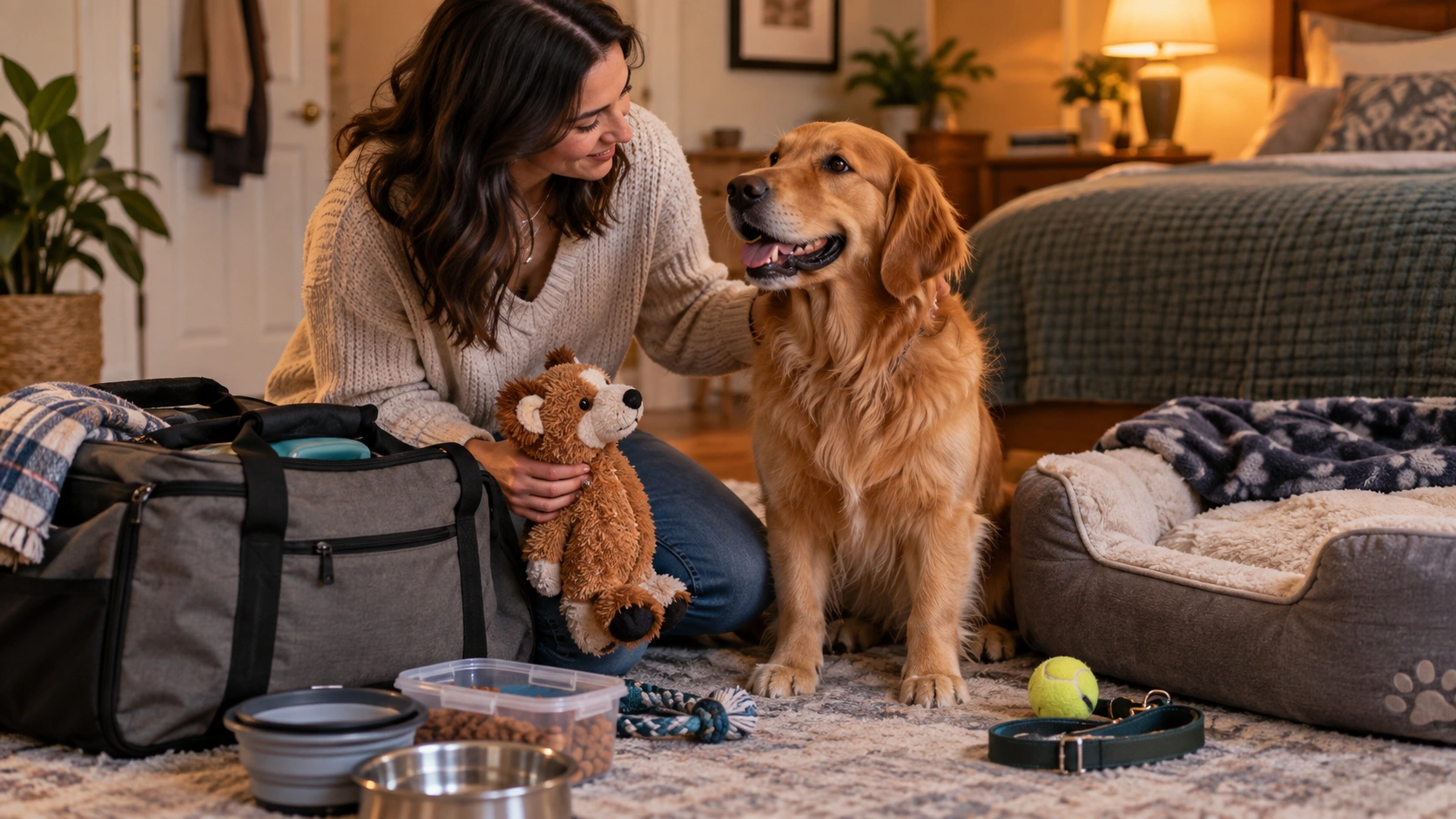 Owner choosing a safe overnight dog care option