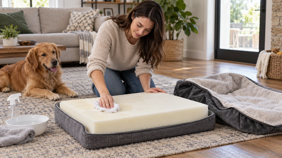 Cleaning a memory foam dog bed without damaging the foam