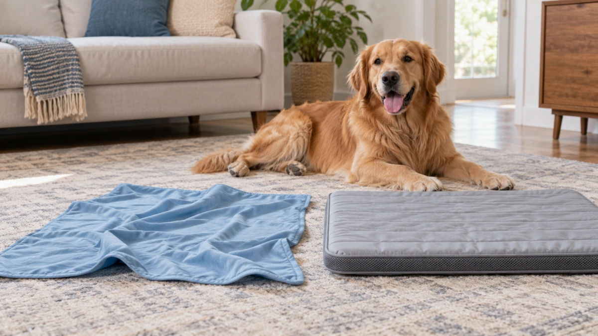 Flexible cooling dog blanket compared with a structured cooling mat
