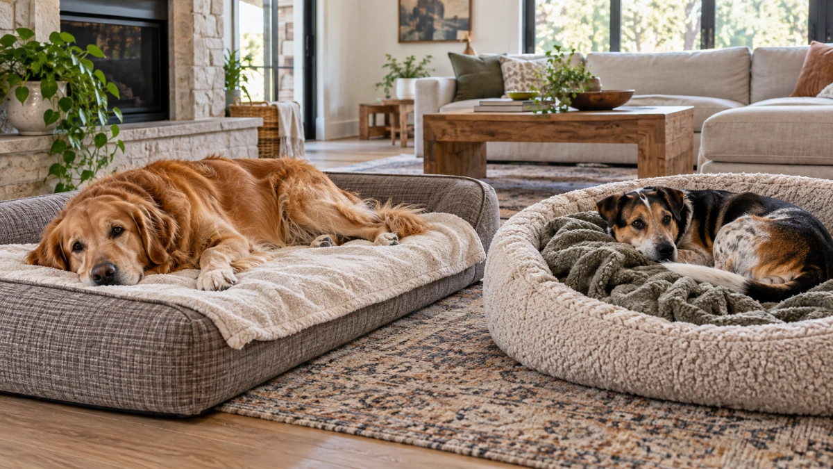 Dogs using bed blankets differently based on sleeping style