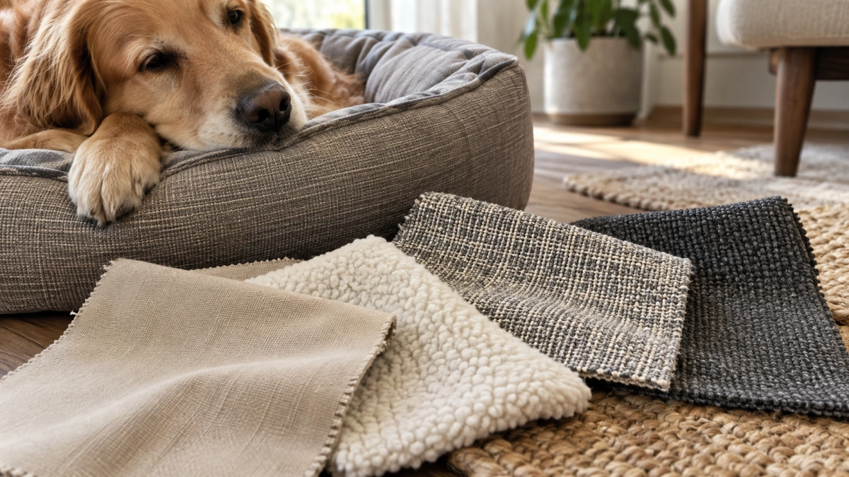 Different fabrics used for replacement dog bed covers