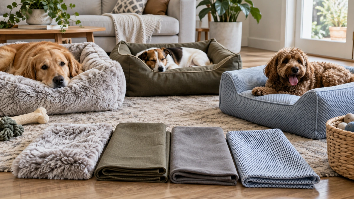 Different fabrics used for dog bed covers