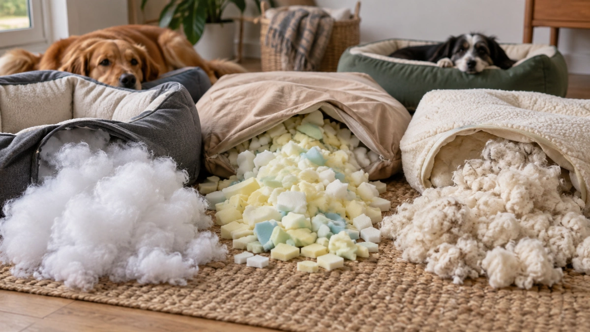 Different dog bed filling types compared