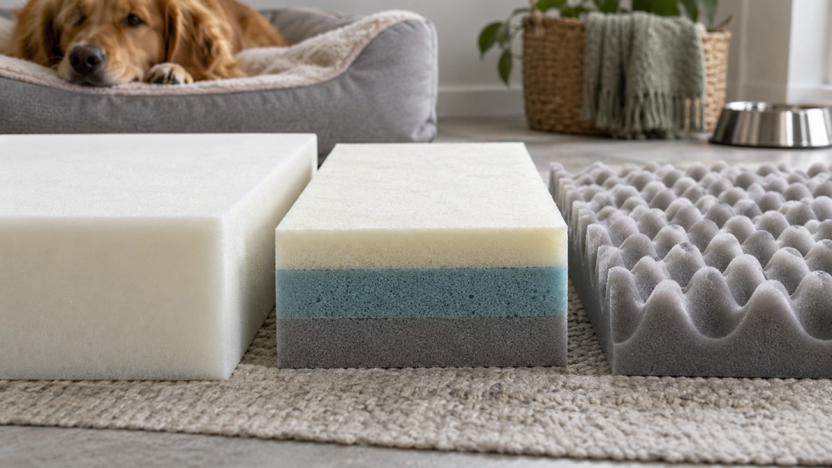 Different foam types used in dog beds
