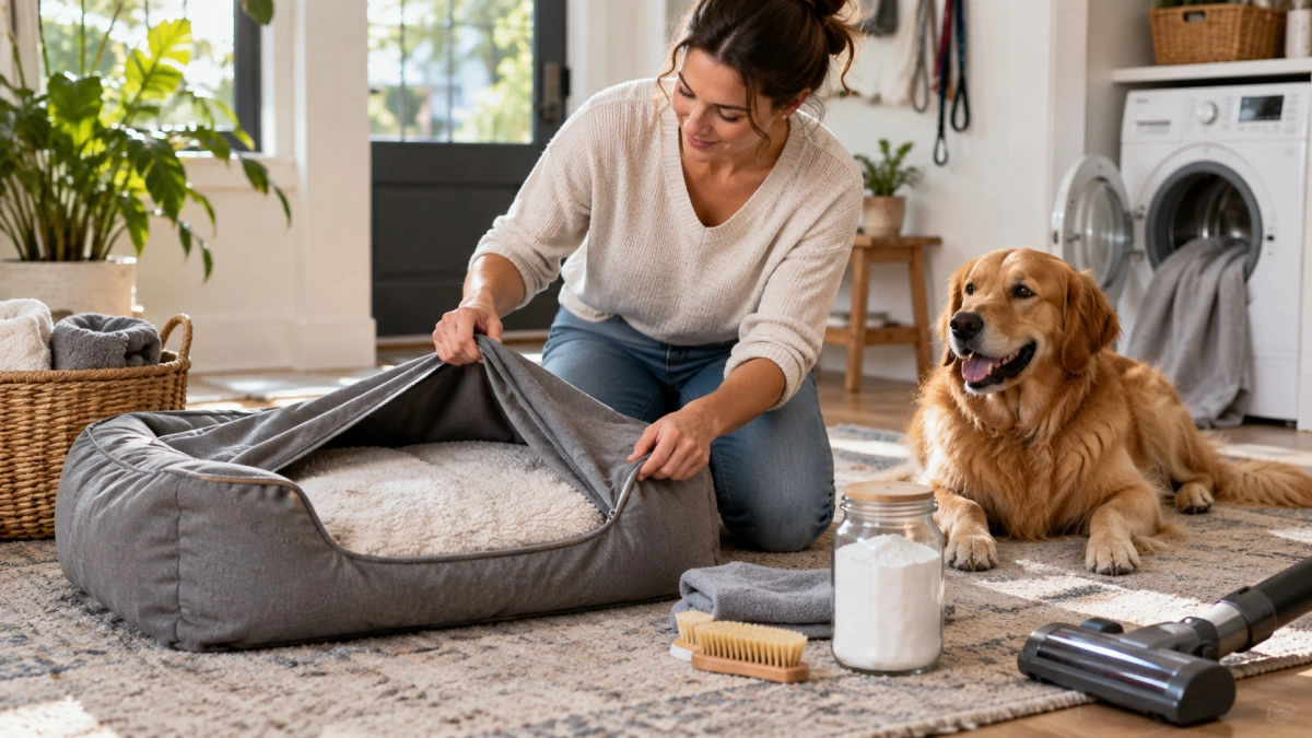 Cleaning a dog bed to remove odors