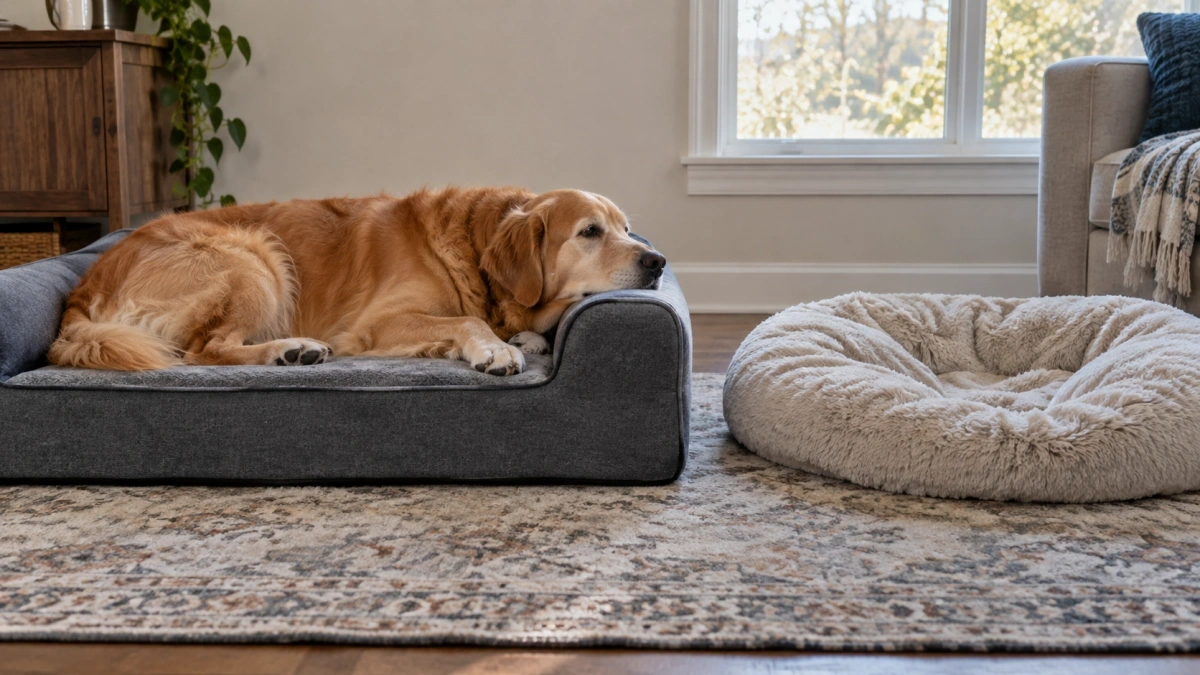 Dog bed support compared with overly soft compressed cushioning