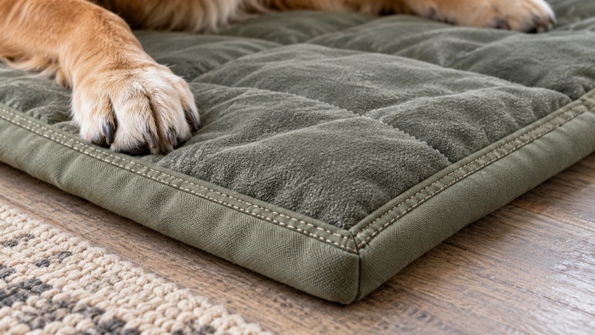 Reinforced stitching and protected edges on a durable dog blanket