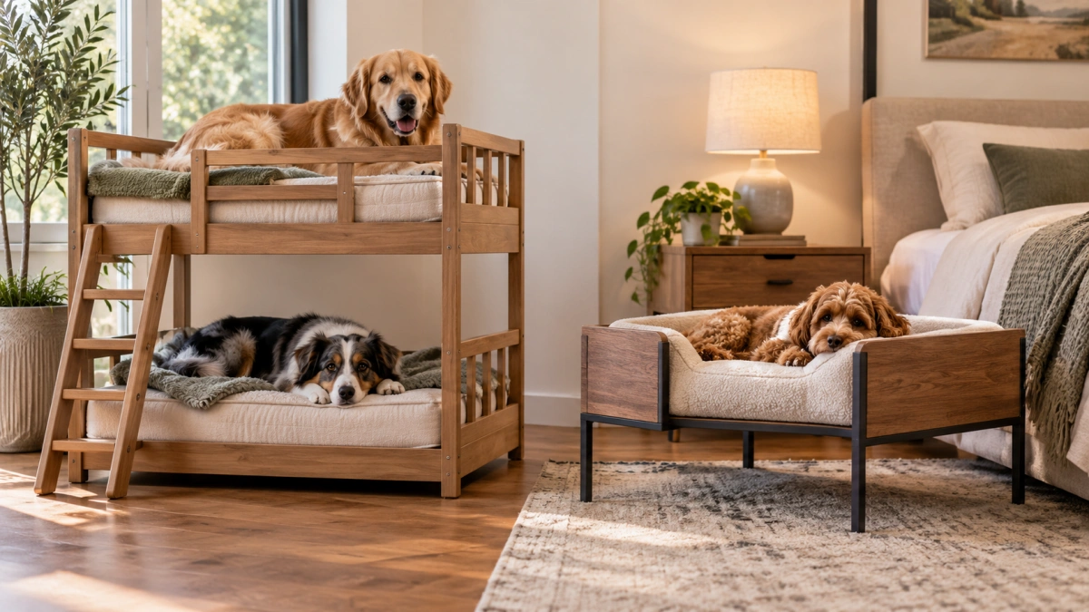 Dog bunk bed compared with a single elevated dog bed