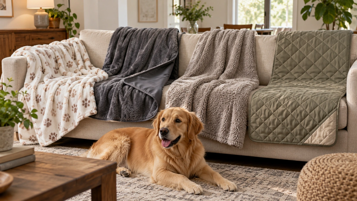 Different types of dog blankets for couch protection