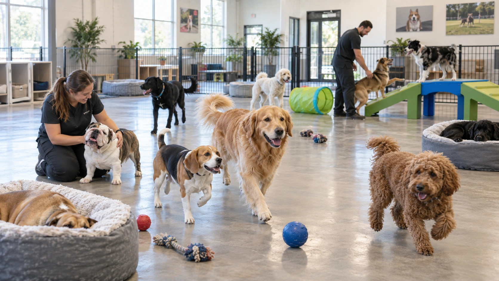 Dogs enjoying a safe and supervised daycare facility