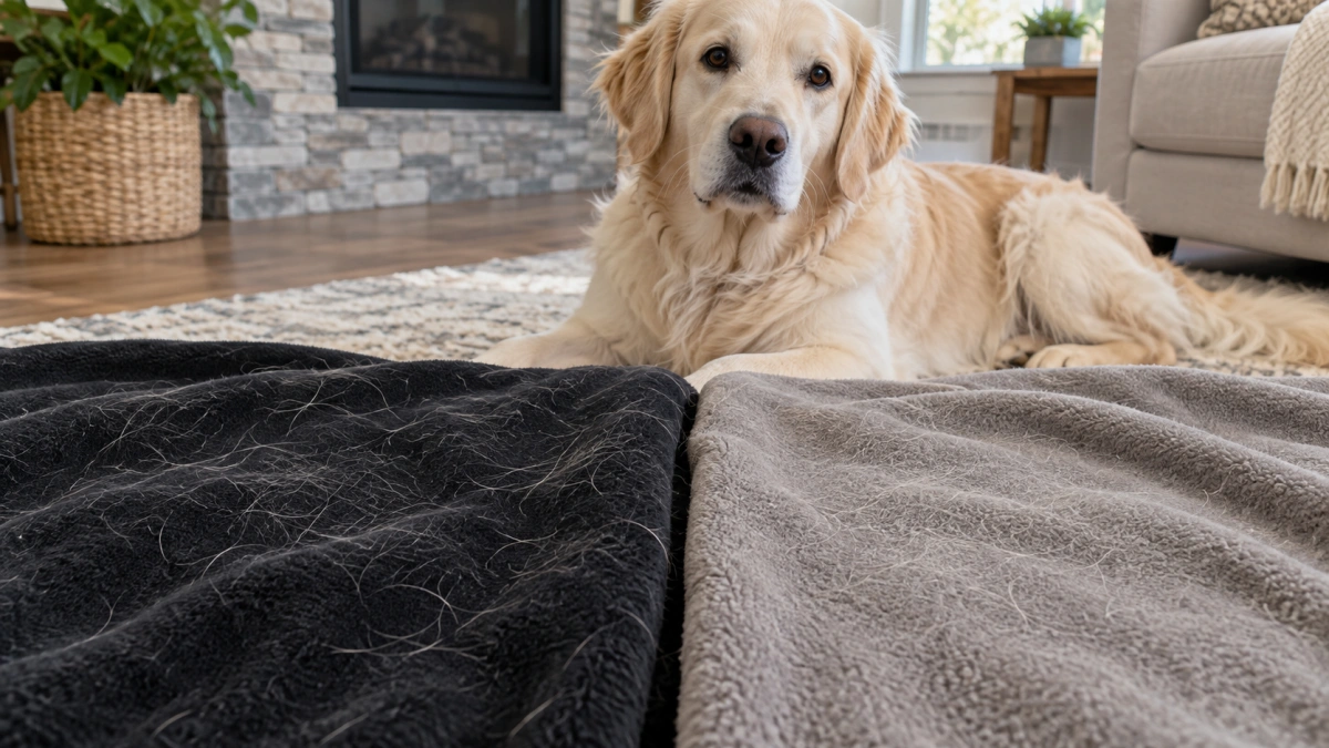 Dog hair visibility on contrasting and similar blanket colors