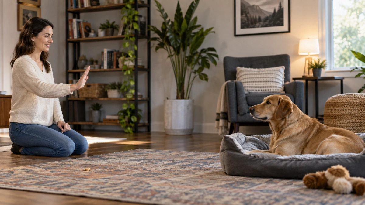 Dog learning independence through gradual training