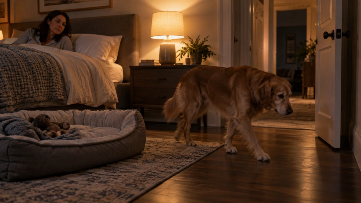 Dog showing restlessness and pacing during the night