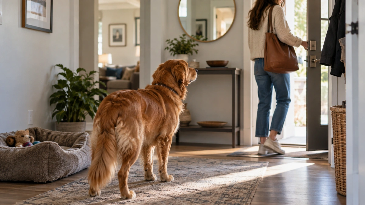 Dog showing separation anxiety behavior when left alone