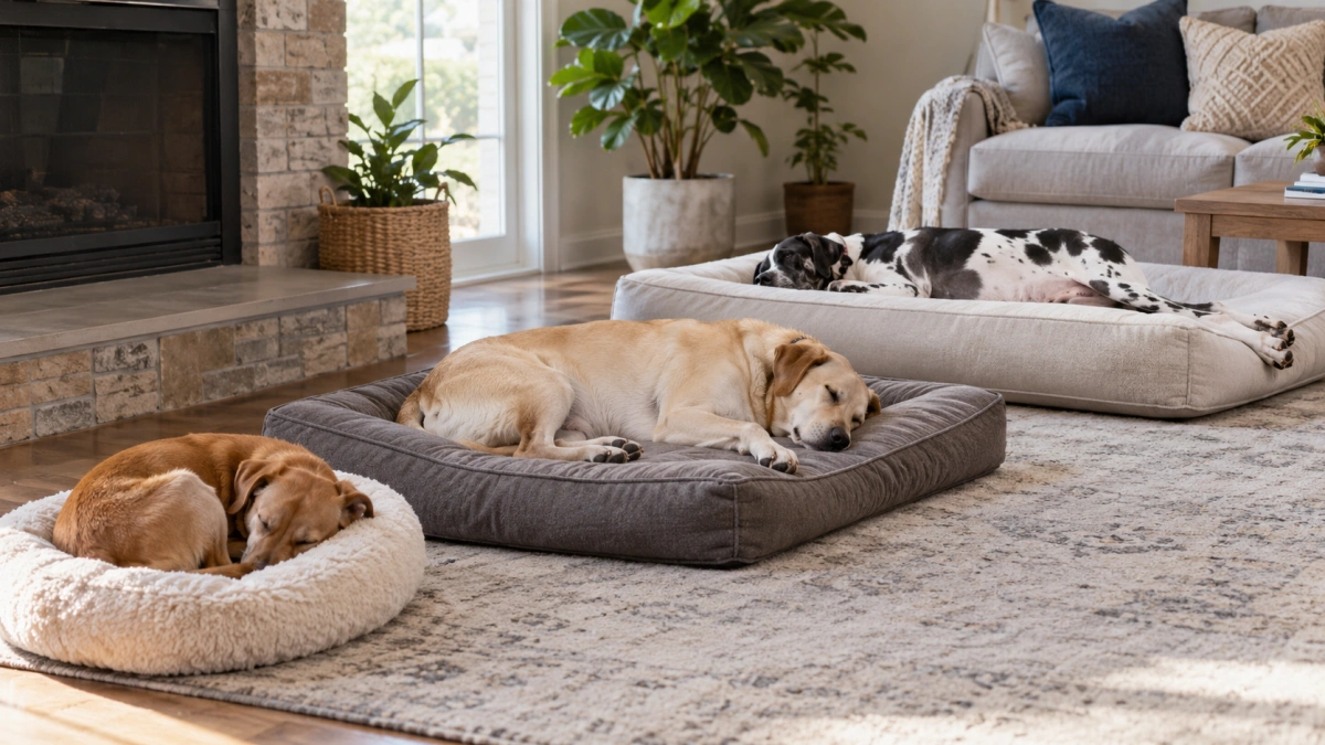Dog sleeping styles affecting bed size selection