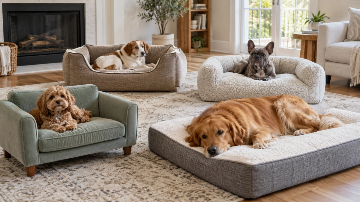 Different styles of couch style dog beds