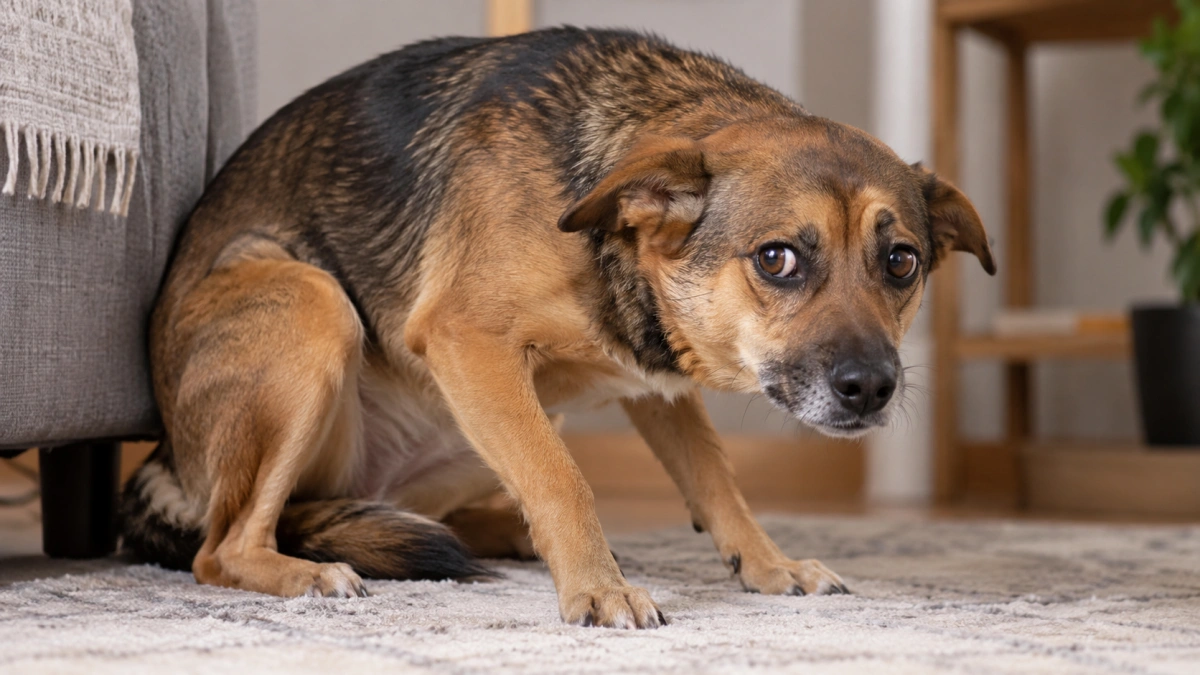 Dog showing stress signals through body language