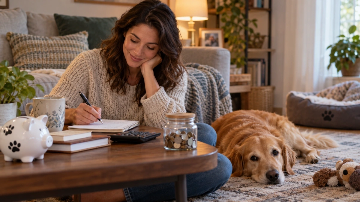 Dog owner preparing for unexpected veterinary expenses