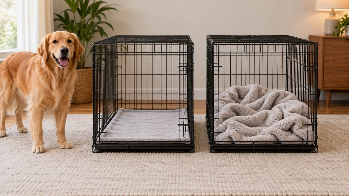 Properly fitted and oversized dog crate blankets compared