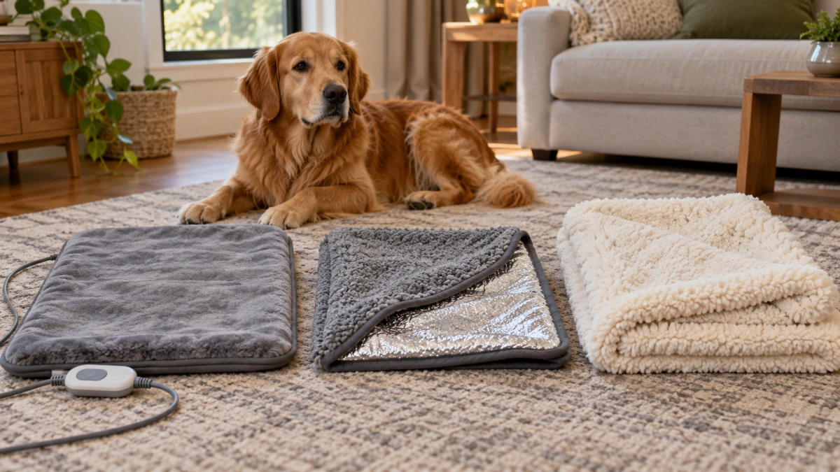 Electric self warming and regular warm dog blanket types compared