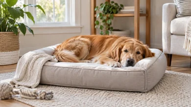 Hypoallergenic dog bed with clean materials and washable cover