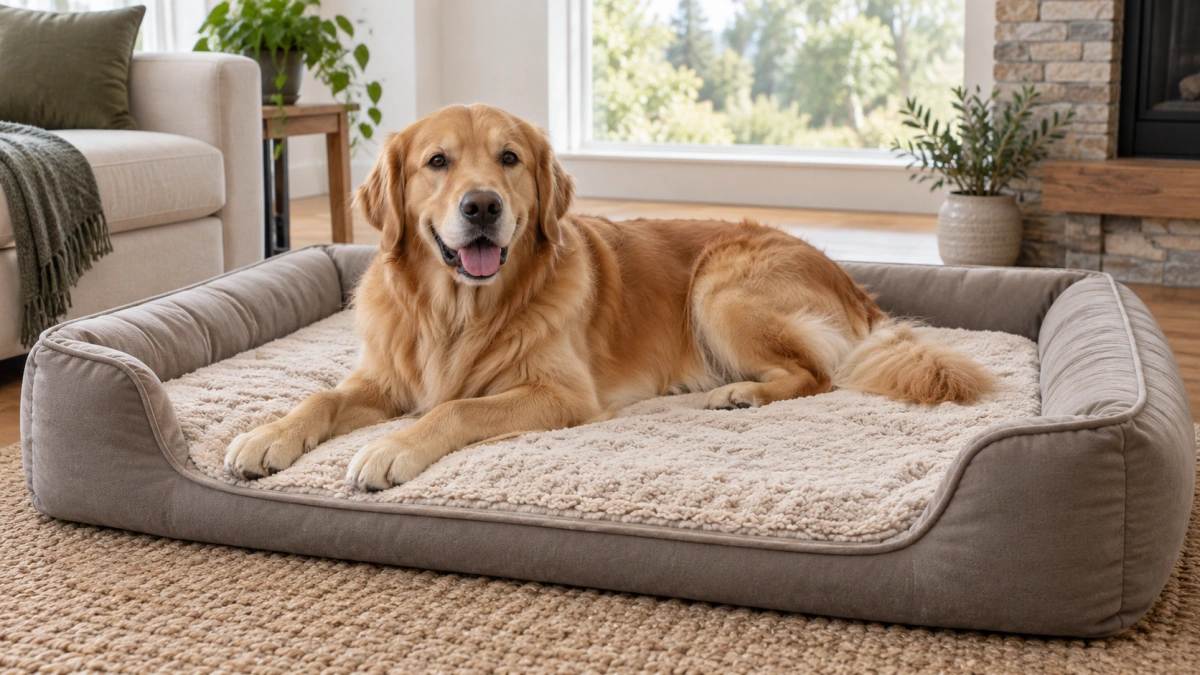 Large dog blanket covering the usable surface of a large dog bed