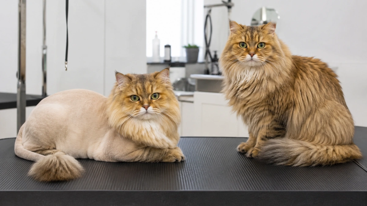 Comparison of a full cat lion cut and a limited sanitary trim on long-haired cats