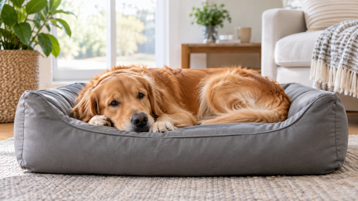 Clean low-dust dog bed materials in a home setting