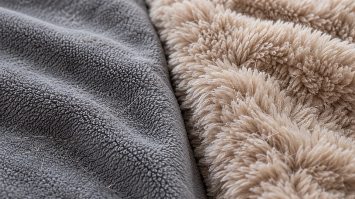 Low pile fleece and deep plush dog blankets compared