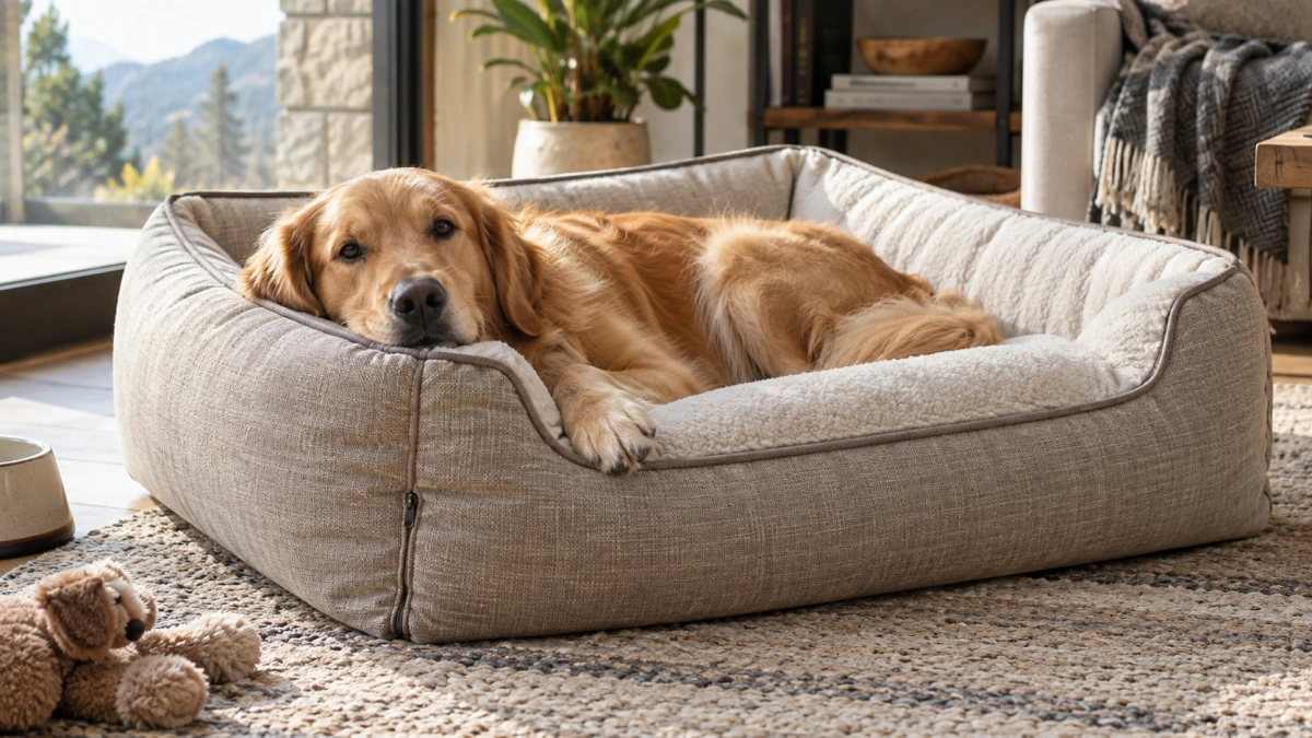 Luxury dog bed with comfort features and supportive design
