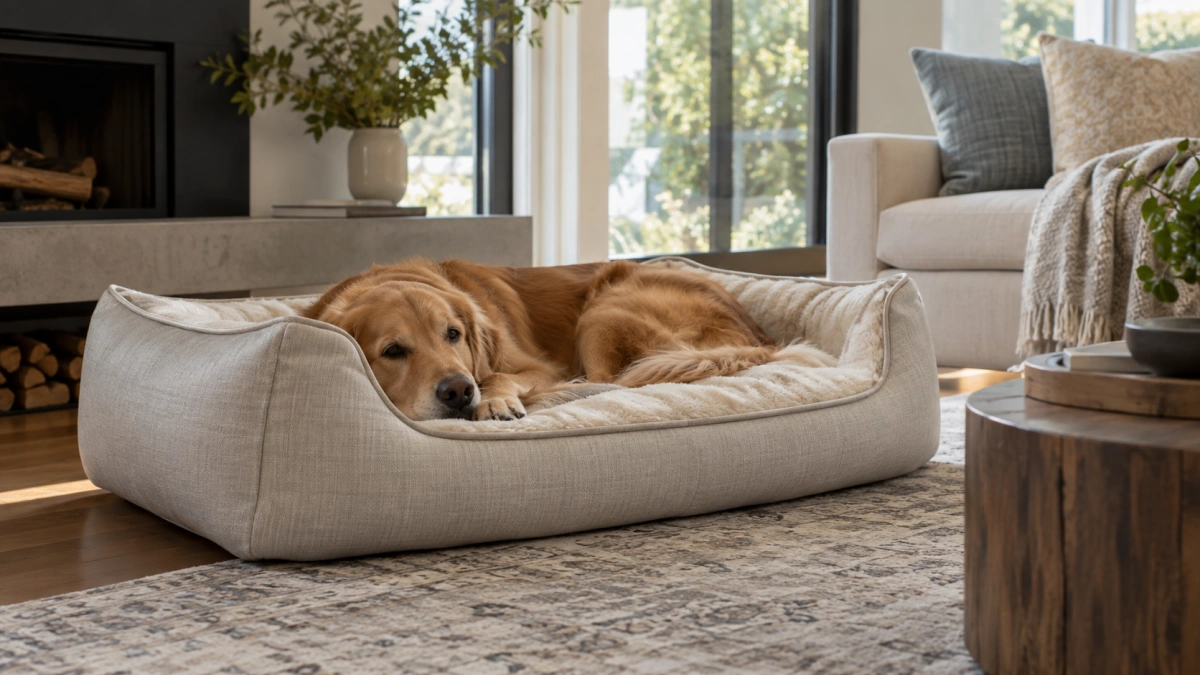 Luxury dog bed with premium materials and modern home design