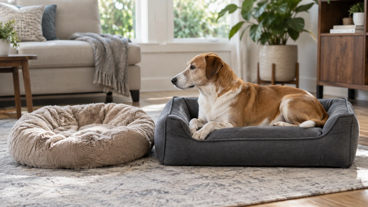 Medium dog bed support compared with overly soft cushioning