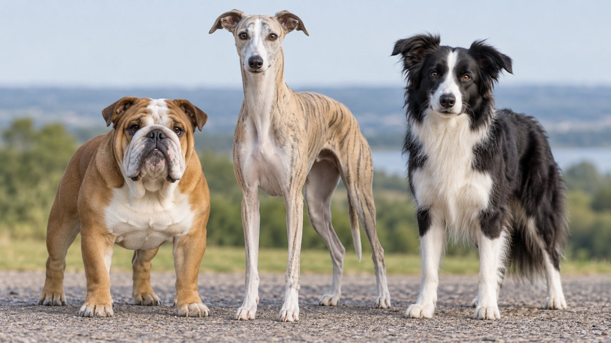Different body types among medium sized dog breeds