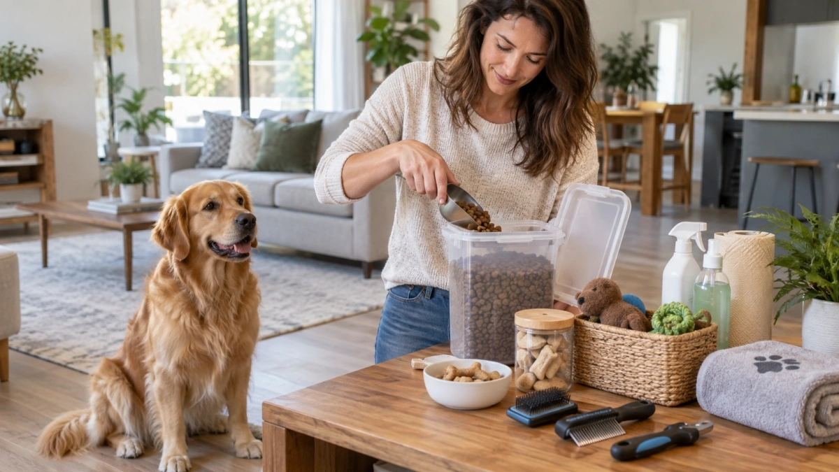 Monthly dog care expenses including food grooming and supplies