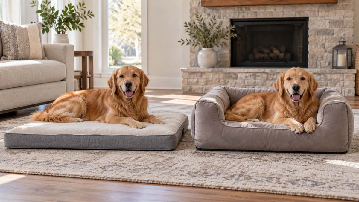 Pillow dog bed compared with a bolster dog bed