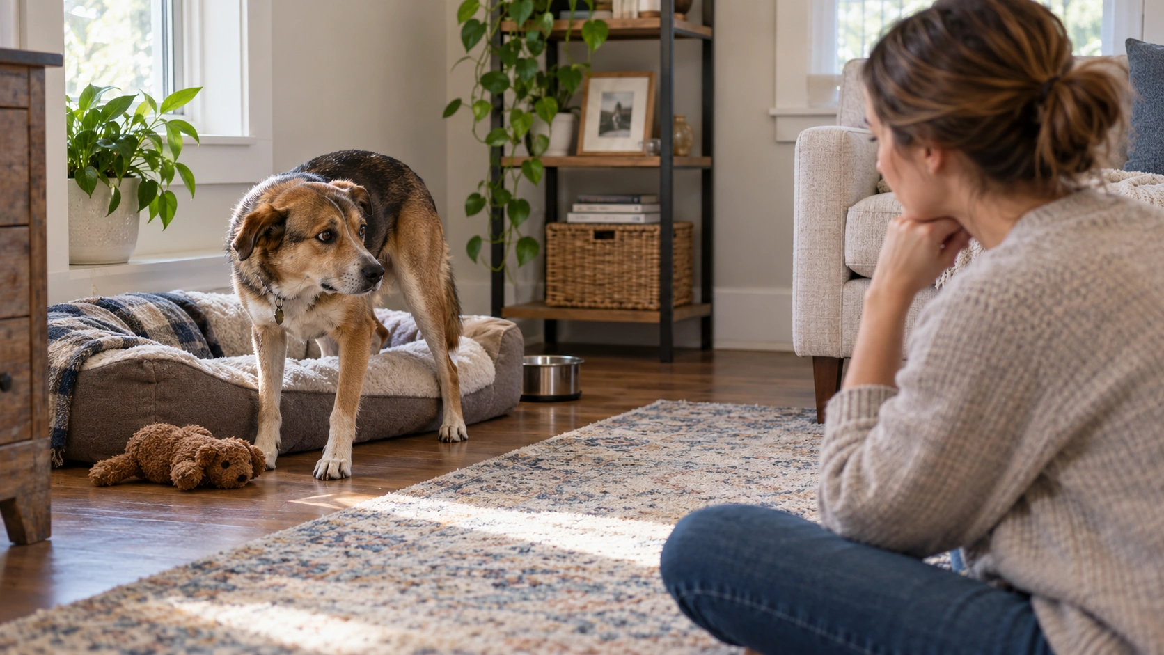 Rescue dog receiving professional evaluation for aggressive behavior