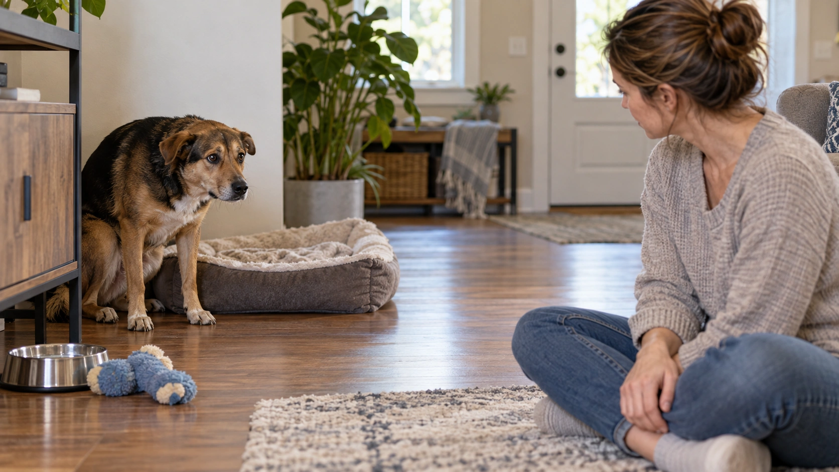 Warning signs before aggressive behavior in a rescue dog