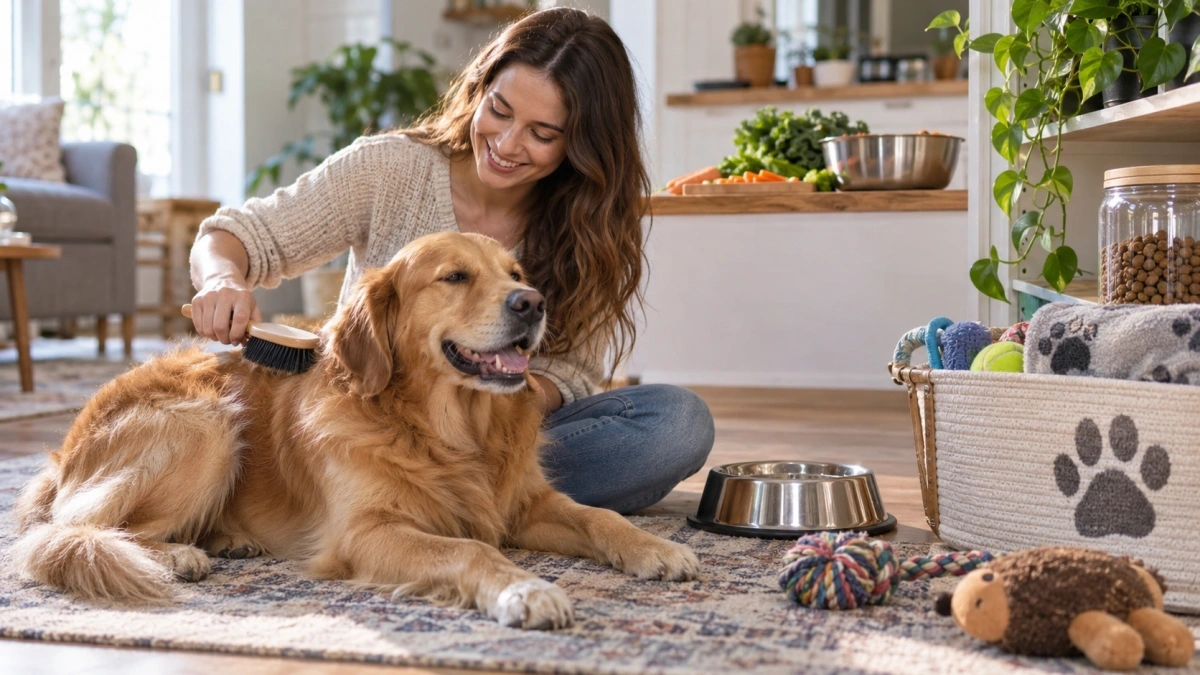 Dog owner saving money with smart pet care habits