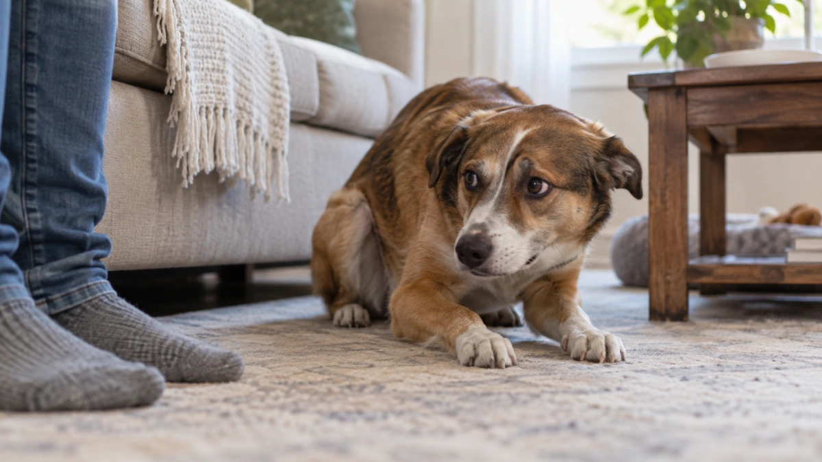 Common signs of anxiety behavior shown by a stressed dog