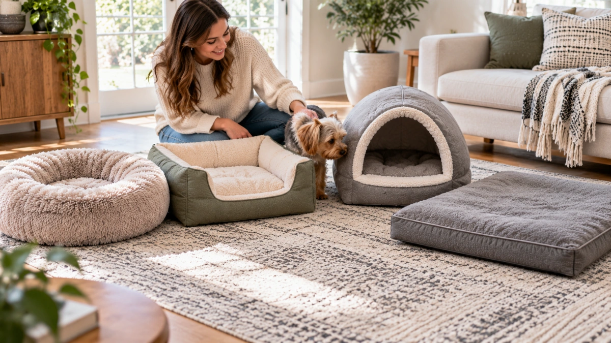 Small dog showing usable sleeping space inside a bolster bed