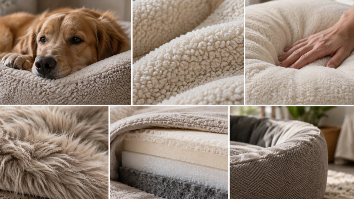 Soft plush materials used in comfortable dog beds