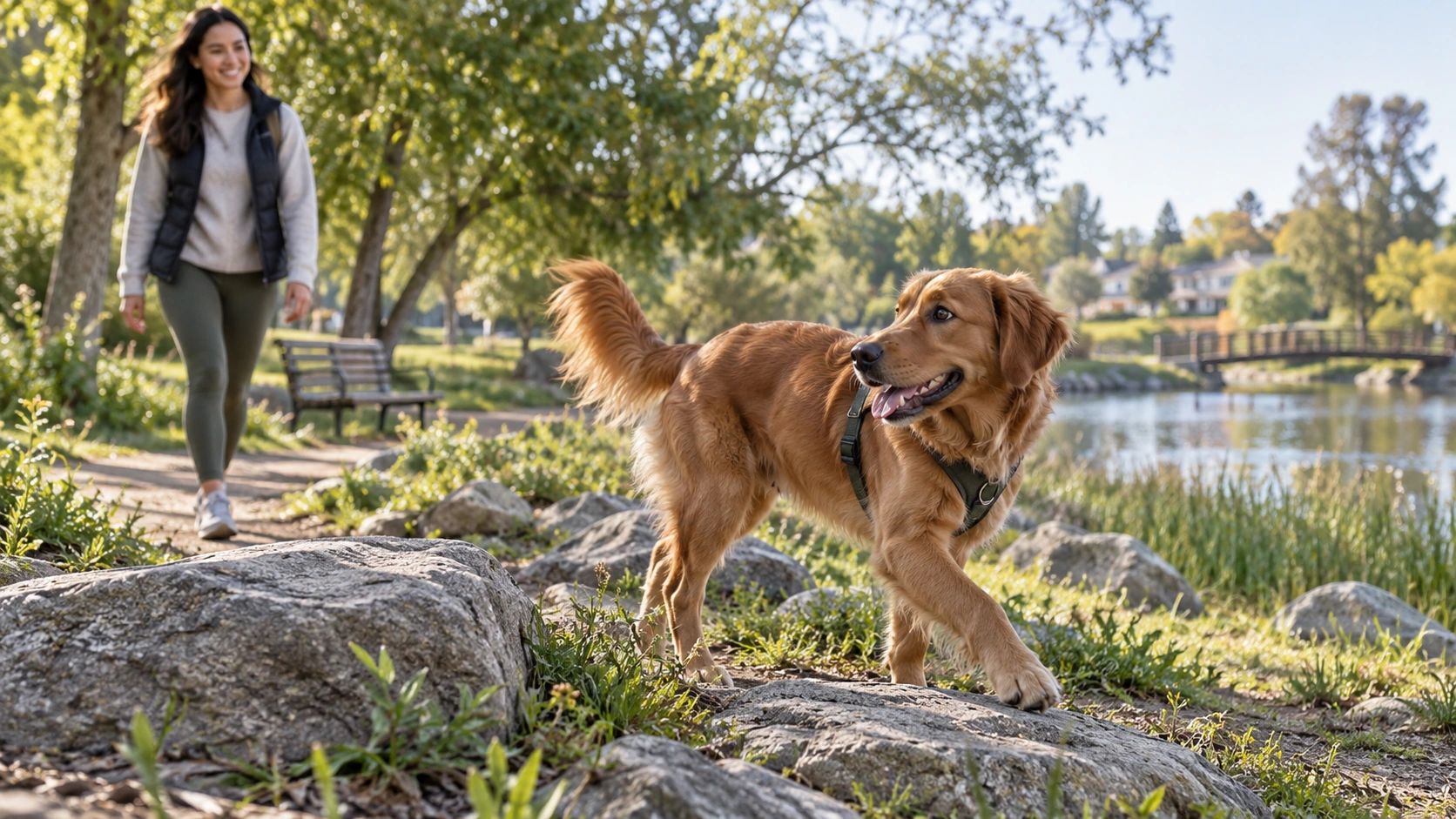 Two-year-old dog showing increased independence and curiosity