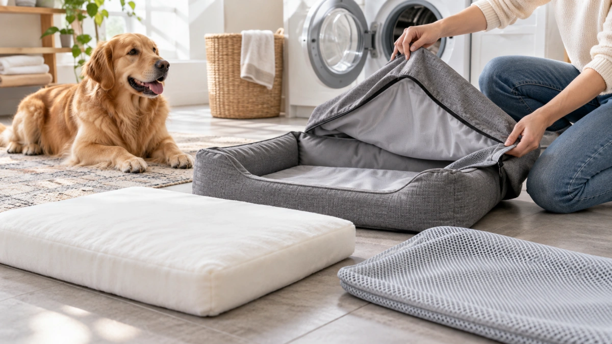 Removable washable cover from a cooling dog bed