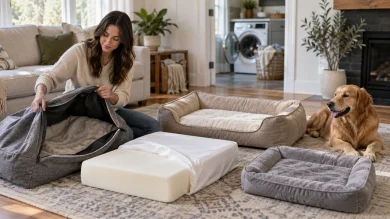 Washable dog beds with removable covers foam inserts and easy clean designs