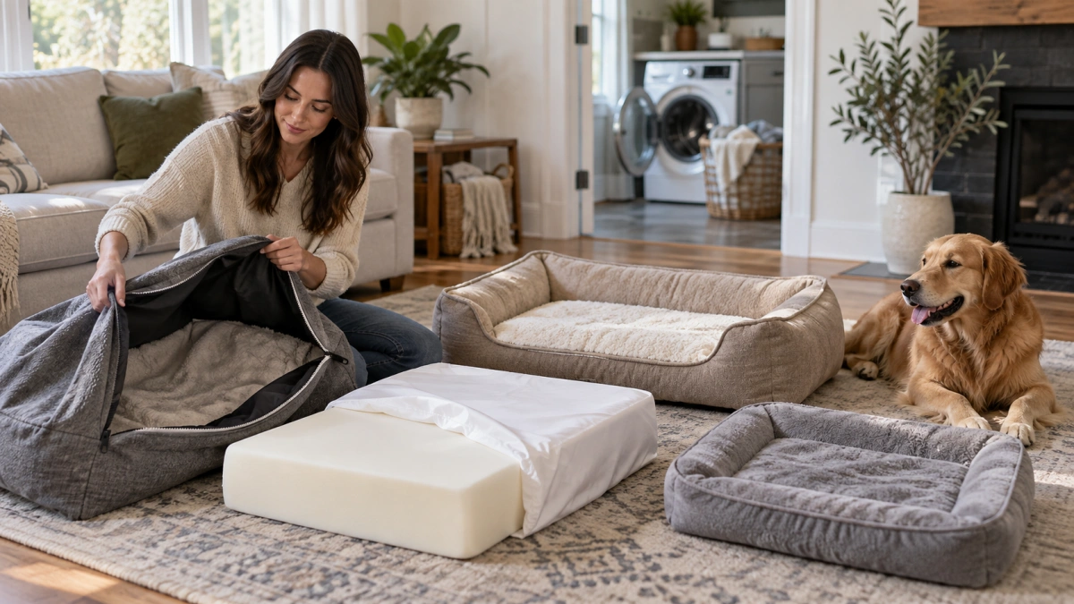 Washable dog beds with removable covers foam inserts and easy clean designs